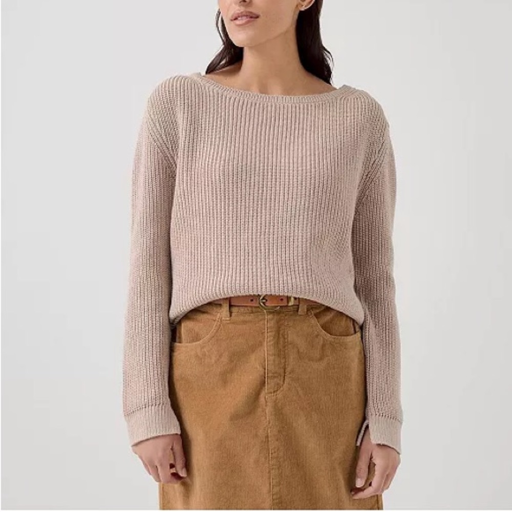 Pact Luxe Knit Boatneck Sweater in Oat